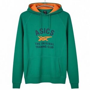 NWT ASICS The Original Training Club Green & Orange Hooded Sweatshirt Size L